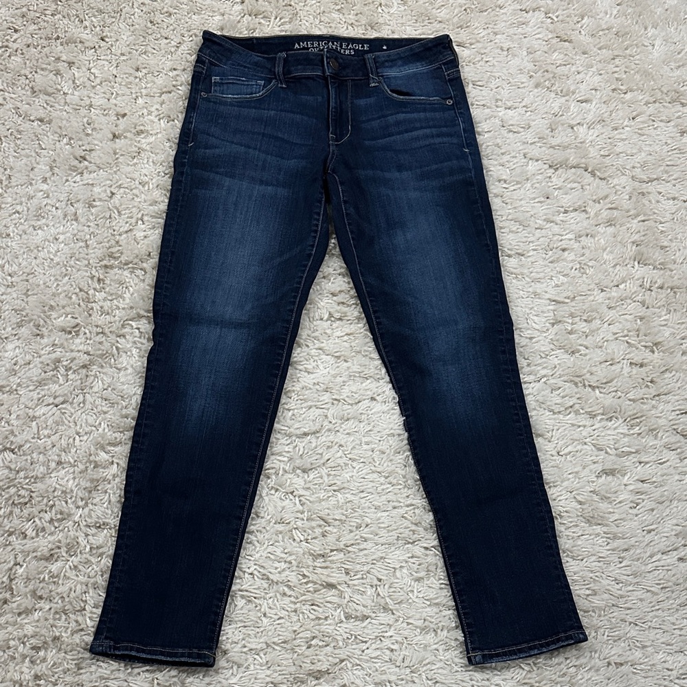 AMERICAN EAGLE OUTFITTERS Dark Indigo Skinny Jeans Sz 8 - Picture 1 of 14